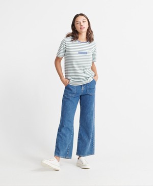 Superdry Organic Cotton Stripe Portland Női Pólók Fehér/Csíkok | FBNYS6397